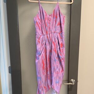 Chelsea28 Pink and Blue Swirl Midi Dress